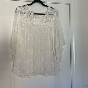Johnny Was white silk blouse Size Large! LIKE NEW!